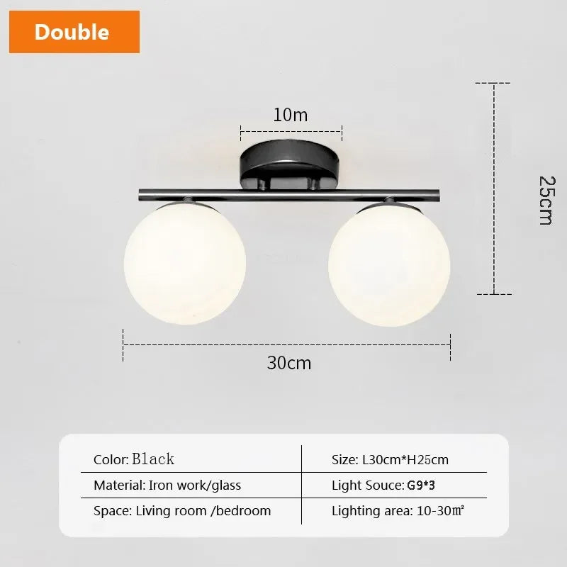 Nordic Glass Ceiling Light LED White Ball Creative Golden Corridor Lamp Entrance Cloakroom Balcony Bedroom Dining Room Lighting