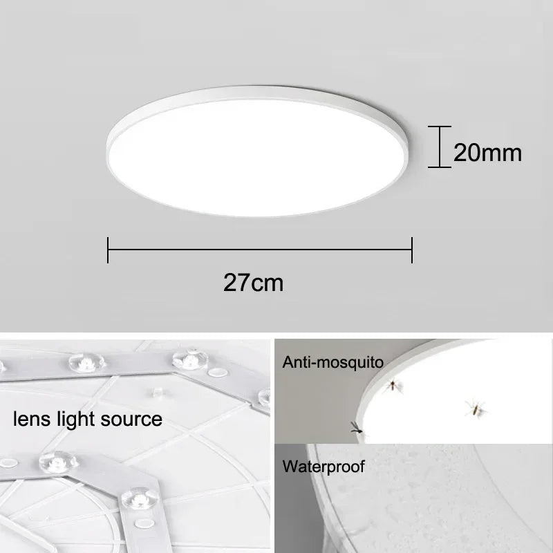 Ceiling Light Ultra Thin LED Bathroom Ceiling Lamp Waterproof Dustproof For Living Room Kitchen Lighting Fixture