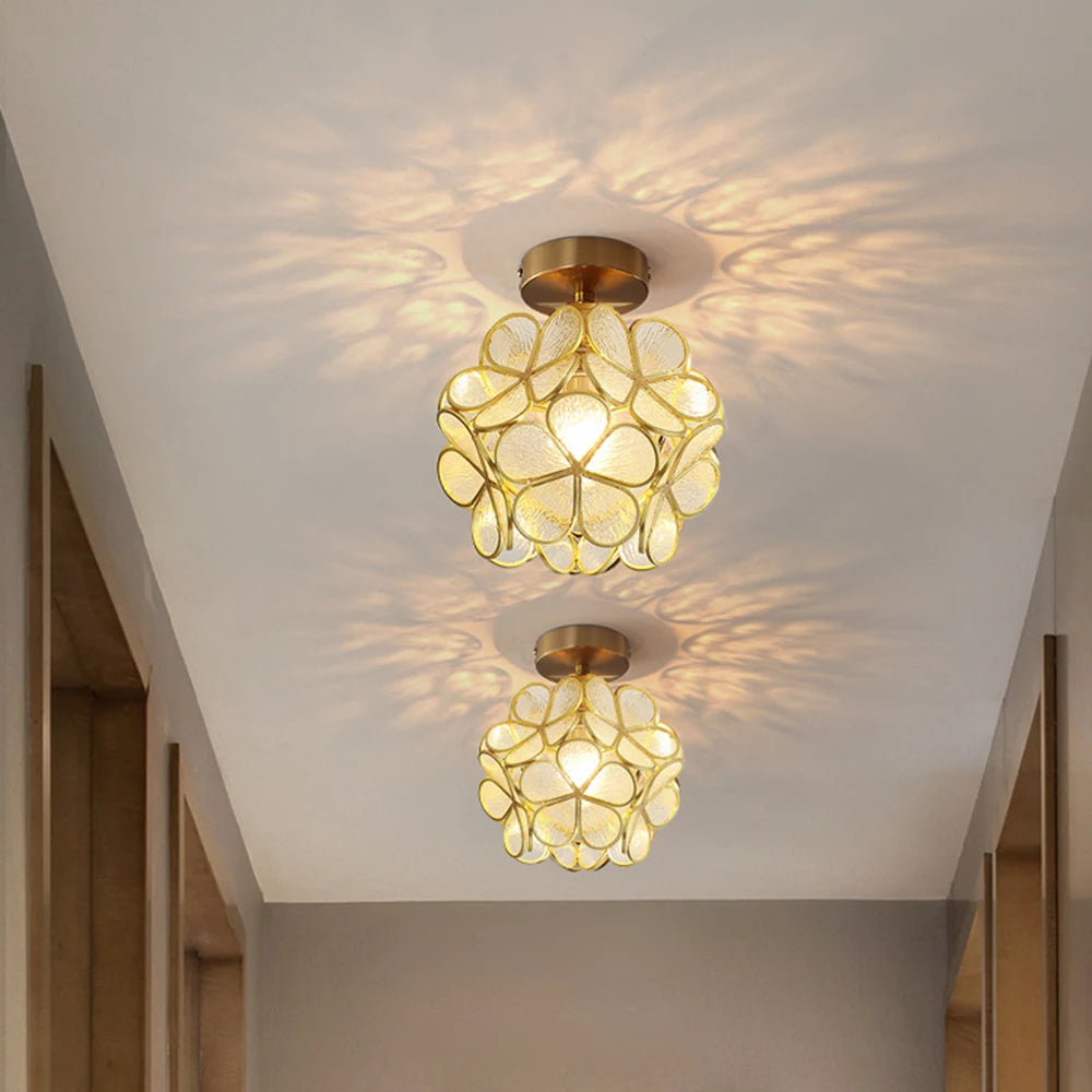 Crystal Petal Ceiling Light Modern Aisle Porch Balcony LED Lamps for Bedroom Living Room Corridor Balcony Nodic Lights
