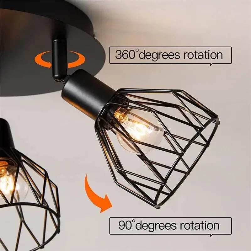American Ceiling Light Industrial Style Living Room Foyer Hallway Ceiling Lamp Bedroom Interior Ceiling Lighting 3heads