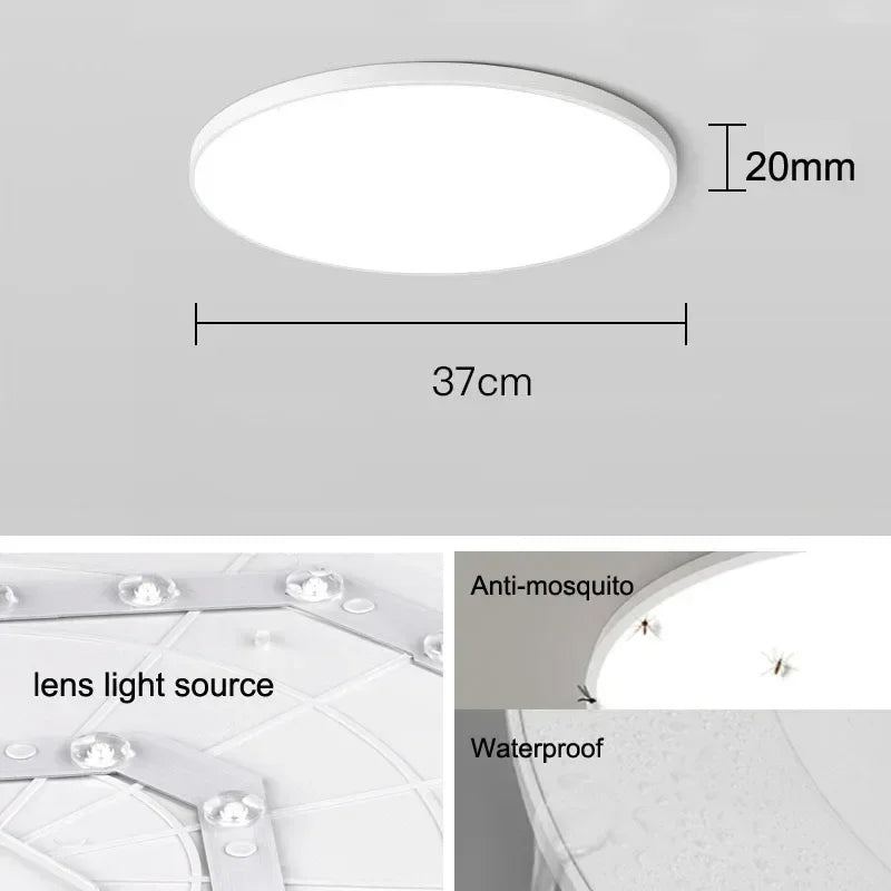 Ceiling Light Ultra Thin LED Bathroom Ceiling Lamp Waterproof Dustproof For Living Room Kitchen Lighting Fixture