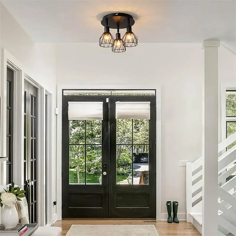 American Ceiling Light Industrial Style Living Room Foyer Hallway Ceiling Lamp Bedroom Interior Ceiling Lighting 3heads