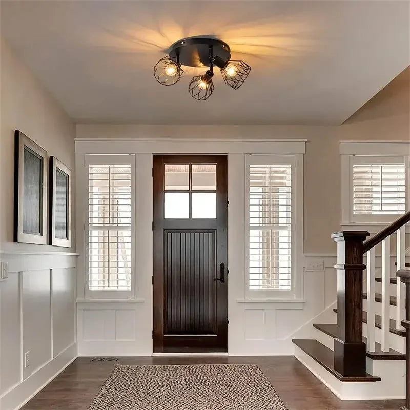 American Ceiling Light Industrial Style Living Room Foyer Hallway Ceiling Lamp Bedroom Interior Ceiling Lighting 3heads