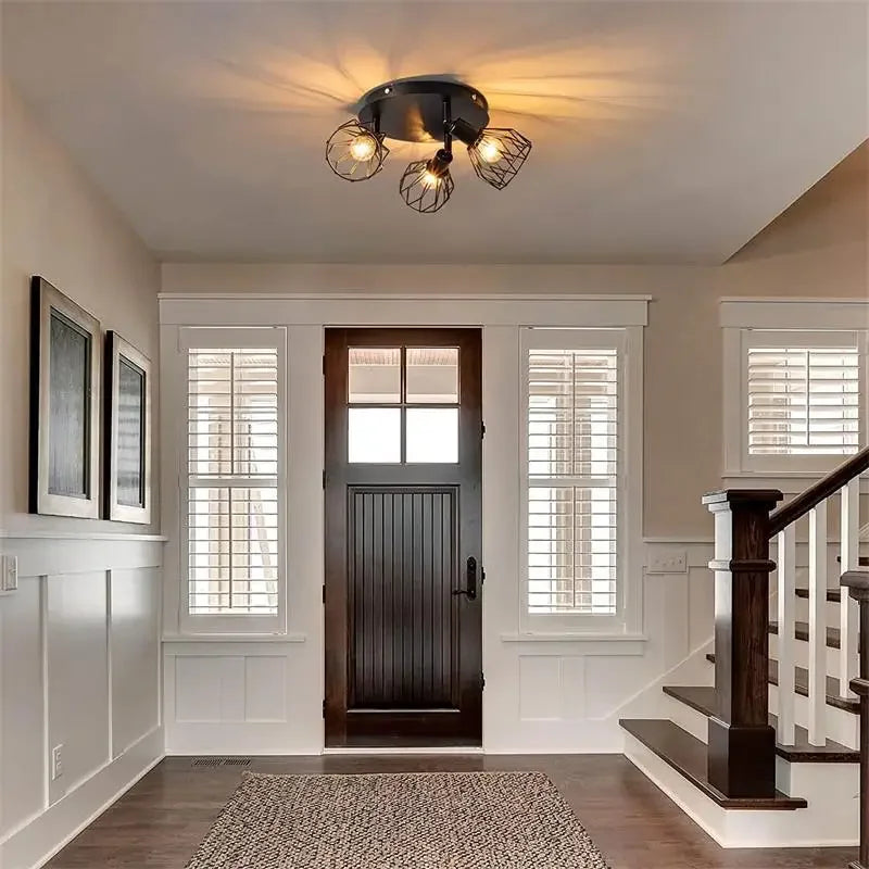 American Ceiling Light Industrial Style Living Room Foyer Hallway Ceiling Lamp Bedroom Interior Ceiling Lighting 3heads