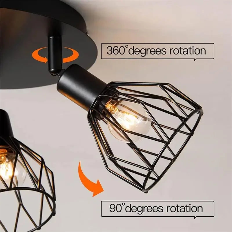 American Ceiling Light Industrial Style Living Room Foyer Hallway Ceiling Lamp Bedroom Interior Ceiling Lighting 3heads