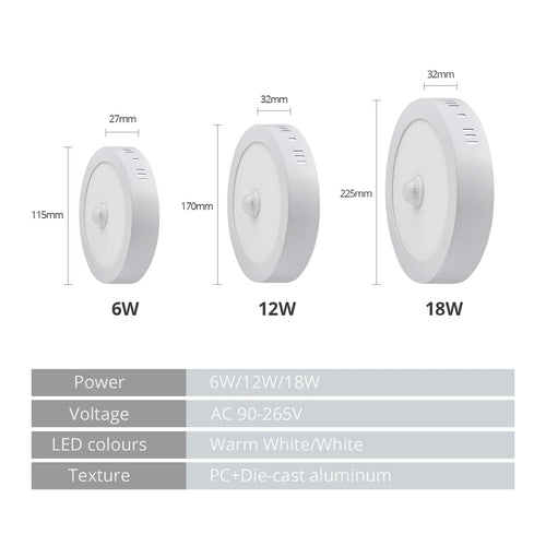 Ceiling Lamp With PIR Motion Sensor 110V 220V 6W -18W Led Lights For Room lampara techo lustre Kitchen Corridor Bedroom Lighting