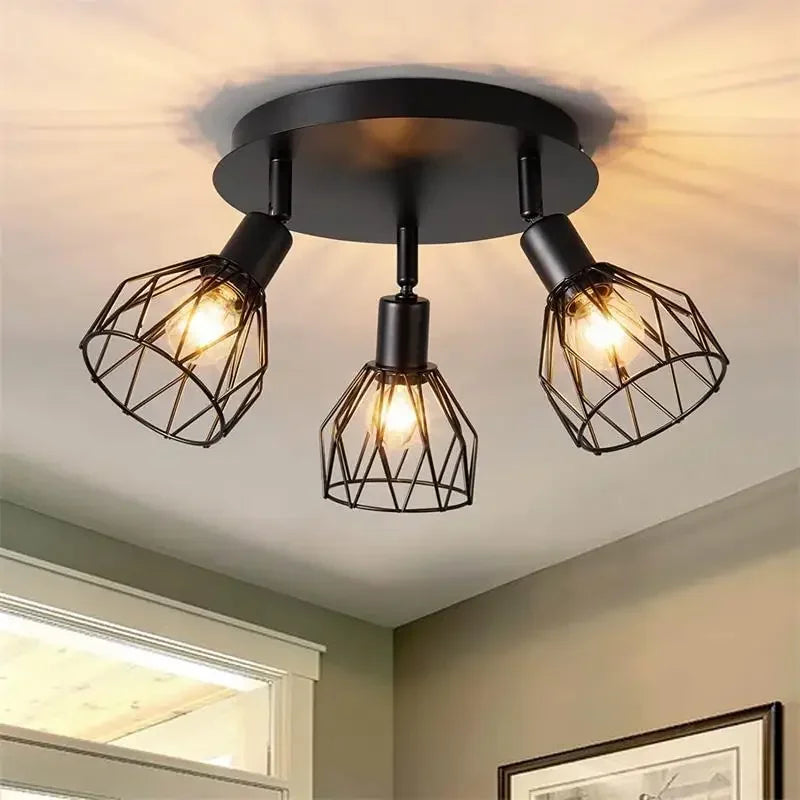 American Ceiling Light Industrial Style Living Room Foyer Hallway Ceiling Lamp Bedroom Interior Ceiling Lighting 3heads