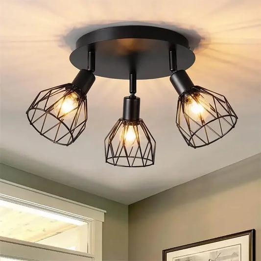 American Ceiling Light Industrial Style Living Room Foyer Hallway Ceiling Lamp Bedroom Interior Ceiling Lighting 3heads