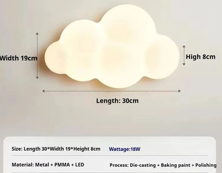 Cloud Ceiling Lamp LED Children's Room Bedside Lamp Minimalist Modern Boy Girl Bedroom Nursery Youth Room Decor Ceiling Light
