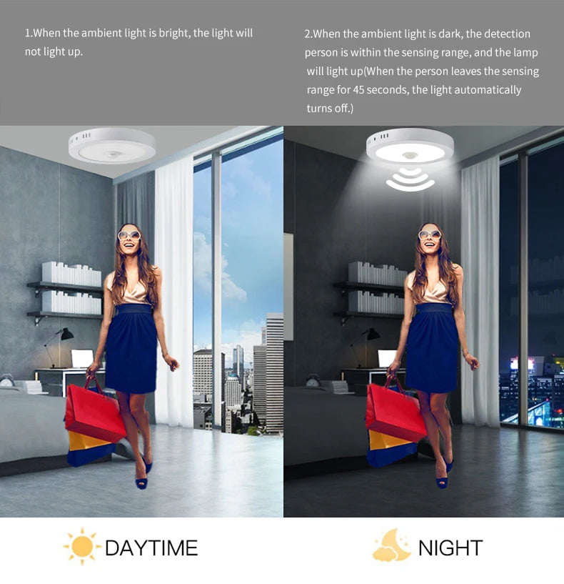 Ceiling Lamp With PIR Motion Sensor 110V 220V 6W -18W Led Lights For Room lampara techo lustre Kitchen Corridor Bedroom Lighting
