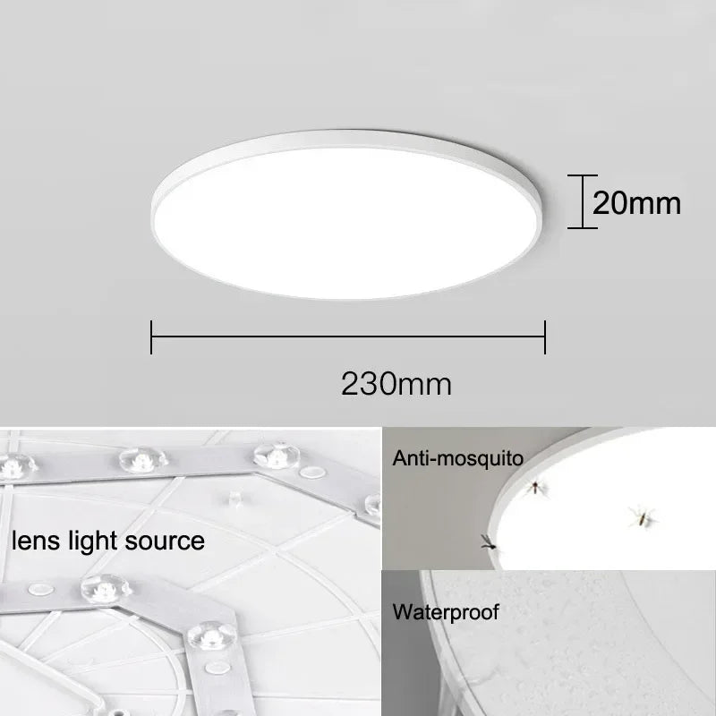 Ceiling Light Ultra Thin LED Bathroom Ceiling Lamp Waterproof Dustproof For Living Room Kitchen Lighting Fixture