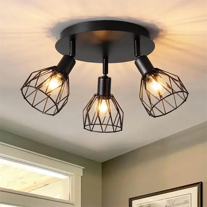 American Ceiling Light Industrial Style Living Room Foyer Hallway Ceiling Lamp Bedroom Interior Ceiling Lighting 3heads